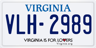 VA license plate VLH2989