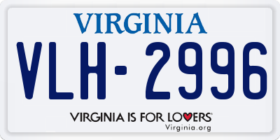 VA license plate VLH2996