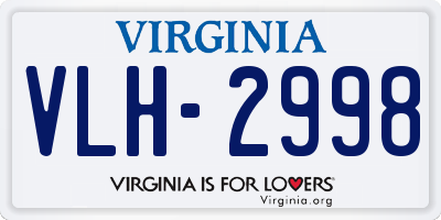 VA license plate VLH2998