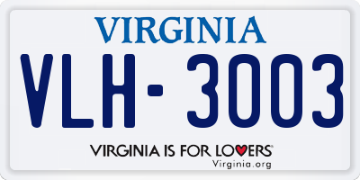VA license plate VLH3003