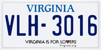 VA license plate VLH3016