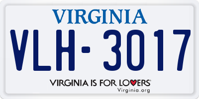VA license plate VLH3017