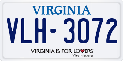 VA license plate VLH3072
