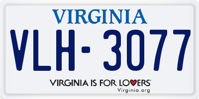 VA license plate VLH3077