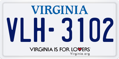 VA license plate VLH3102