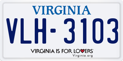 VA license plate VLH3103