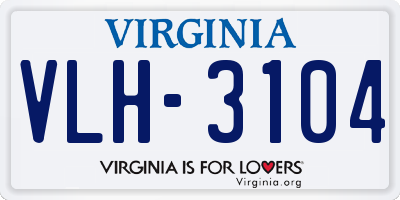 VA license plate VLH3104