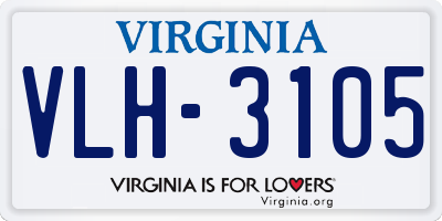 VA license plate VLH3105