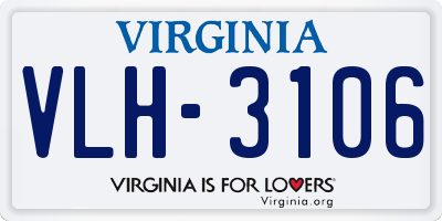 VA license plate VLH3106
