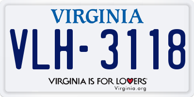 VA license plate VLH3118