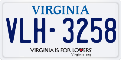 VA license plate VLH3258