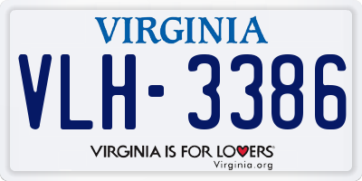 VA license plate VLH3386