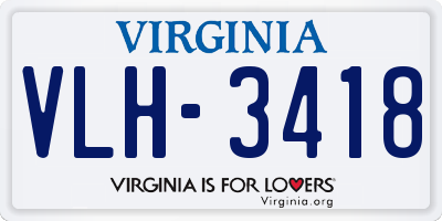 VA license plate VLH3418