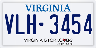 VA license plate VLH3454