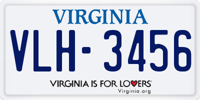 VA license plate VLH3456