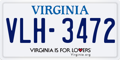 VA license plate VLH3472