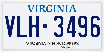 VA license plate VLH3496