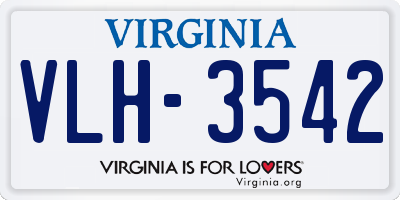 VA license plate VLH3542