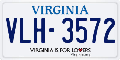 VA license plate VLH3572