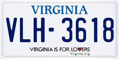VA license plate VLH3618