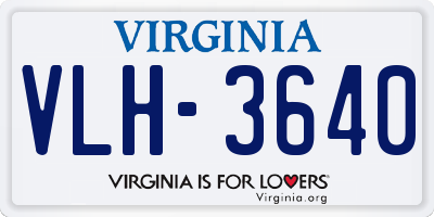 VA license plate VLH3640