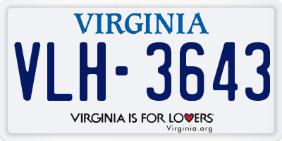 VA license plate VLH3643