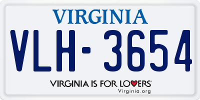 VA license plate VLH3654