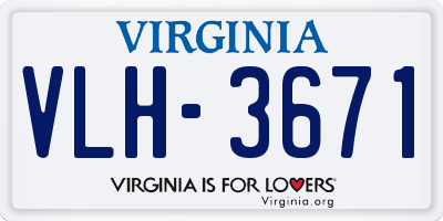 VA license plate VLH3671