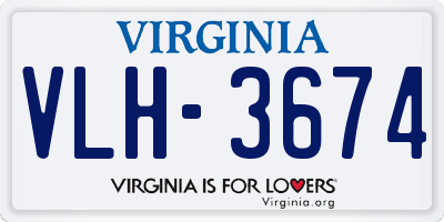 VA license plate VLH3674