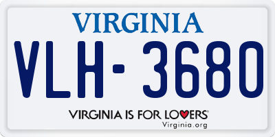 VA license plate VLH3680