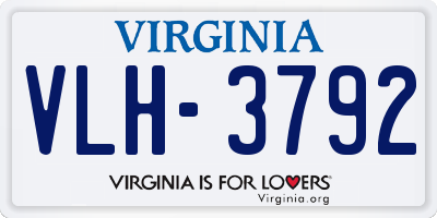 VA license plate VLH3792