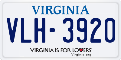 VA license plate VLH3920