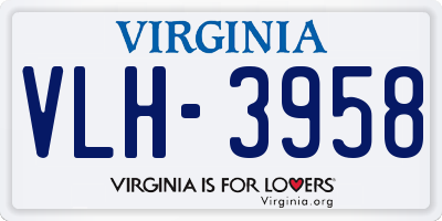 VA license plate VLH3958