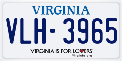 VA license plate VLH3965