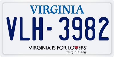 VA license plate VLH3982