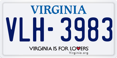 VA license plate VLH3983