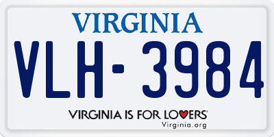 VA license plate VLH3984