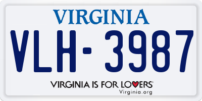 VA license plate VLH3987