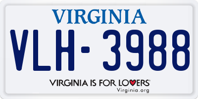 VA license plate VLH3988