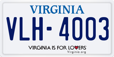 VA license plate VLH4003