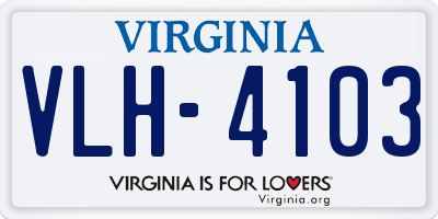 VA license plate VLH4103