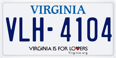 VA license plate VLH4104