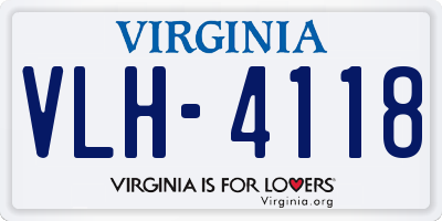 VA license plate VLH4118