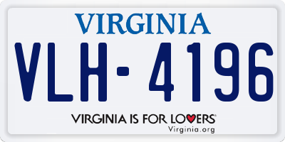 VA license plate VLH4196