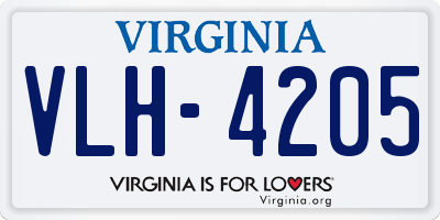 VA license plate VLH4205