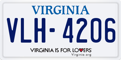 VA license plate VLH4206