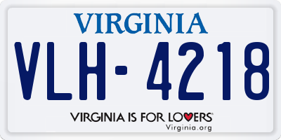 VA license plate VLH4218