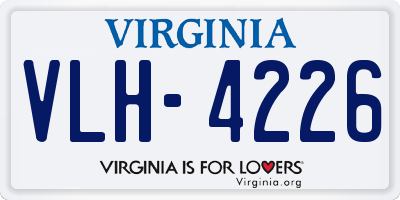 VA license plate VLH4226