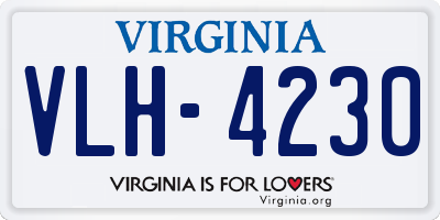 VA license plate VLH4230