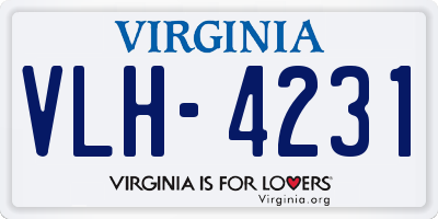 VA license plate VLH4231